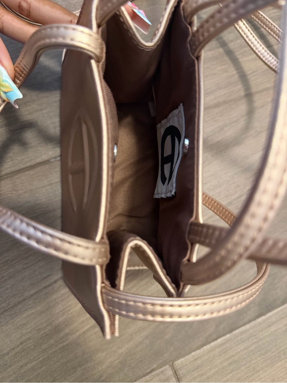 Telfar Metallic Rose Gold Mini Crossbody Tote - Picture 3 of 5